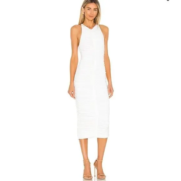 ruched racerback dress NWT Anthropologie Slim Racerback Asymmetrical Ruched Mini Dress Black Sz  Large
